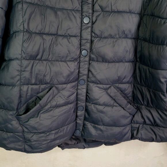 Torrid Puffer Jacket Sz 1/1X Blue Lightweight Zip Snap Hi Low Pockets 14/16 Coat - Picture 3 of 8